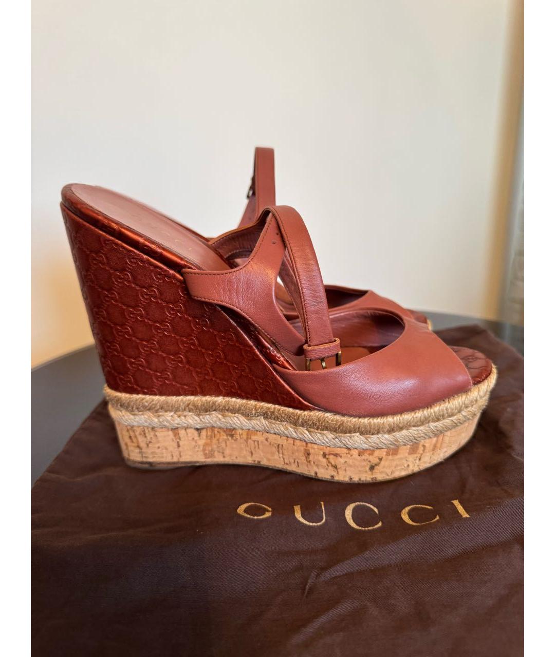 GUCCI Коричневые кожаные эспадрильи, фото 7