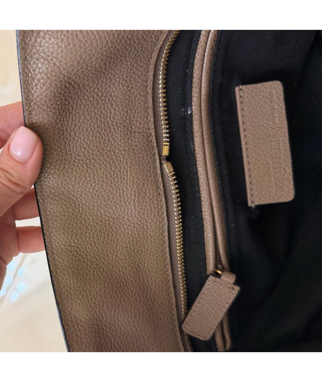 ALEXANDER MCQUEEN Бежевая кожаная сумка с короткими ручками, фото 4