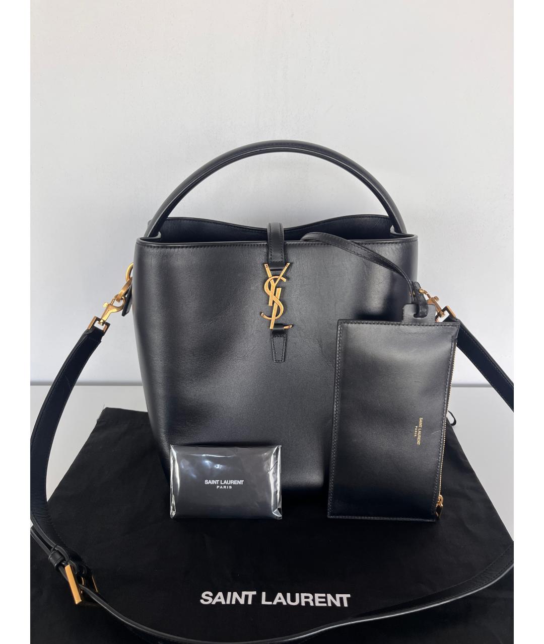 SAINT LAURENT Черная кожаная сумка тоут, фото 3