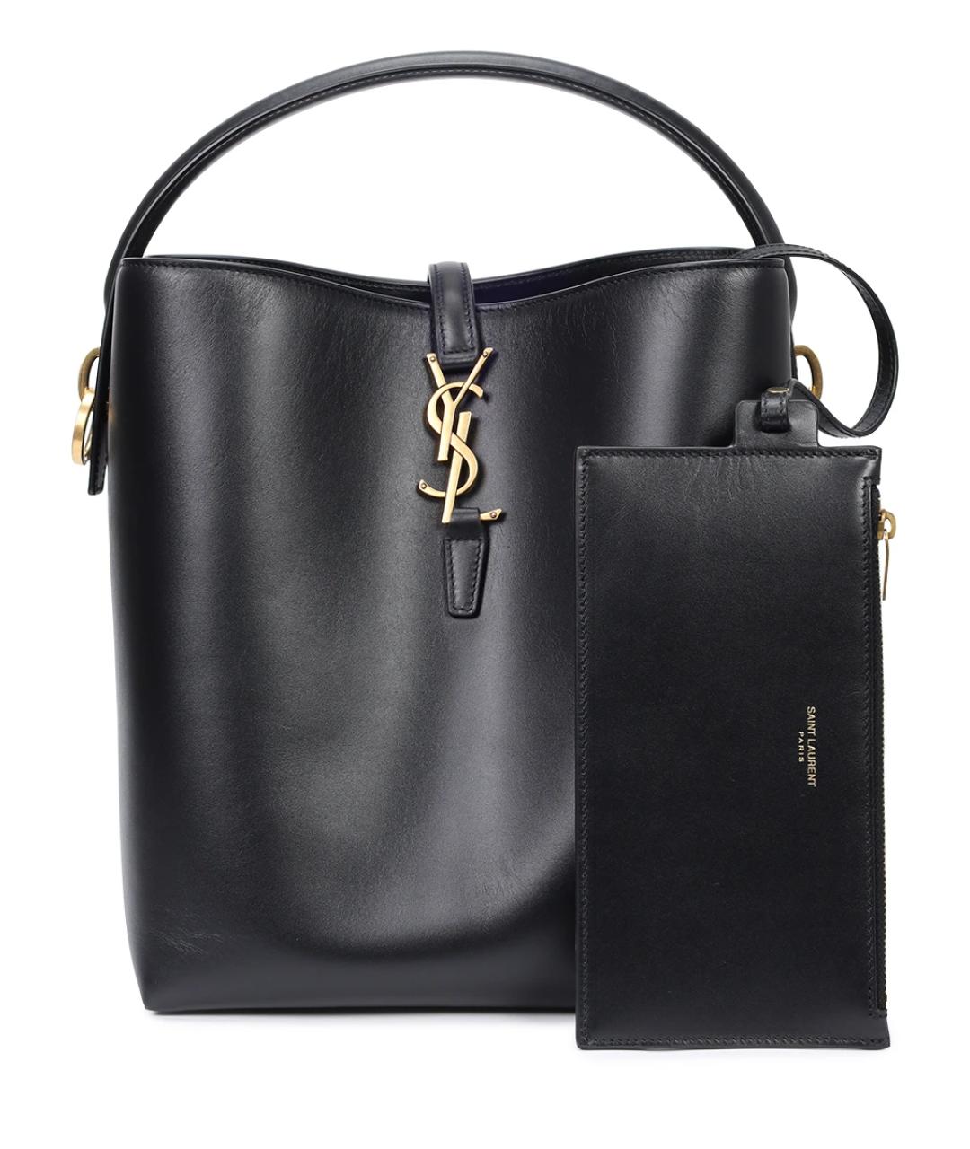 SAINT LAURENT Черная кожаная сумка тоут, фото 10