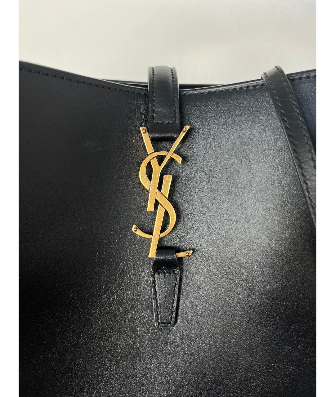 SAINT LAURENT Черная кожаная сумка тоут, фото 4