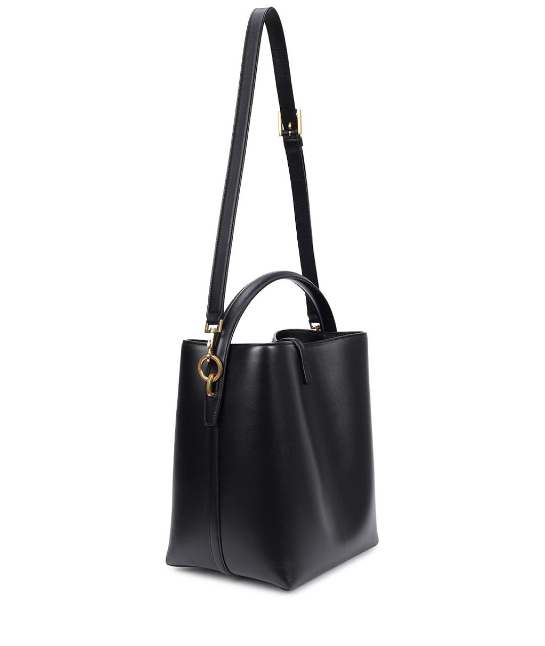 SAINT LAURENT Черная кожаная сумка тоут, фото 2