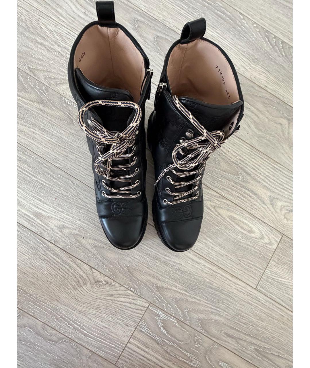 GUCCI Черные кожаные ботинки, фото 3