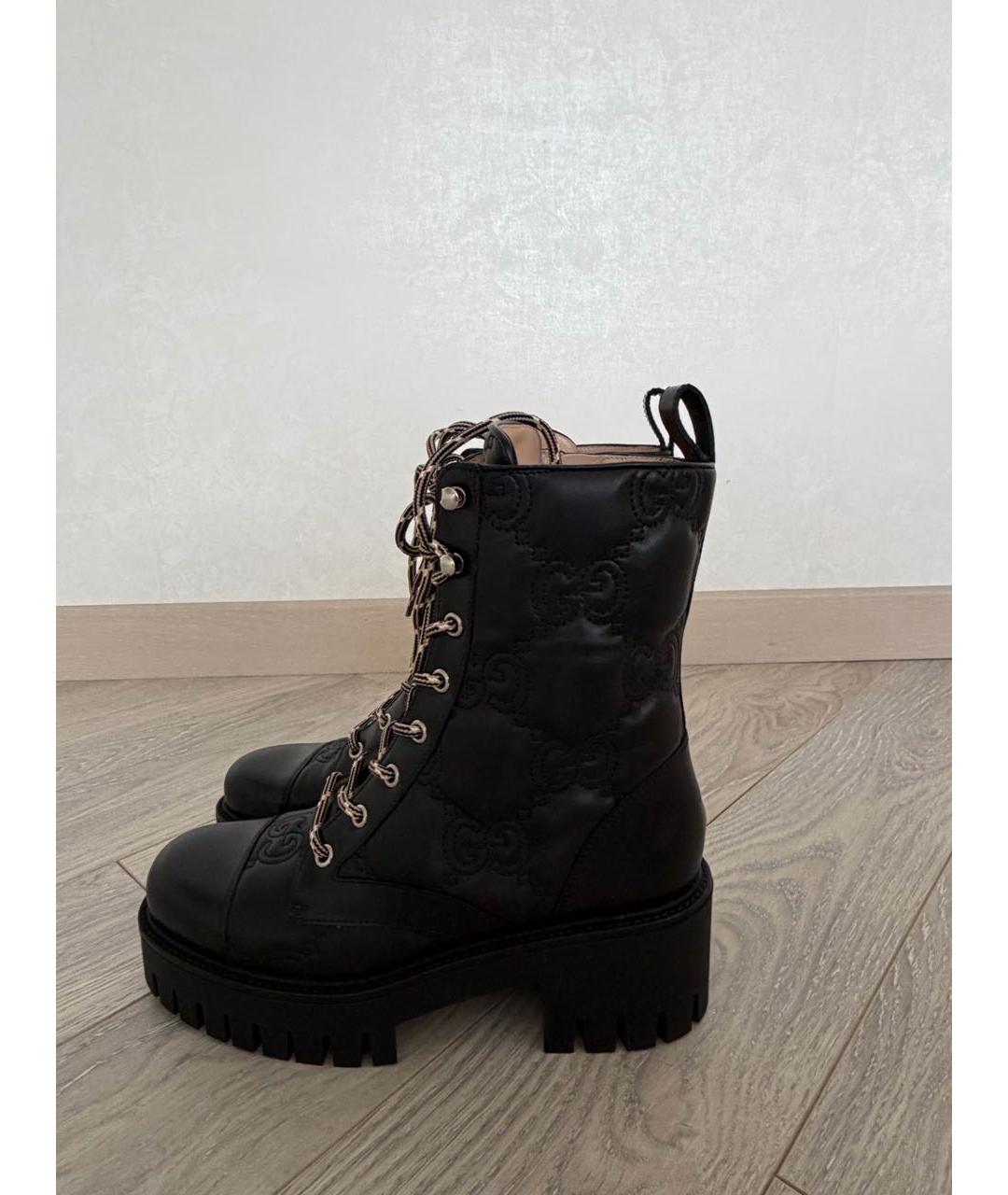 GUCCI Черные кожаные ботинки, фото 8