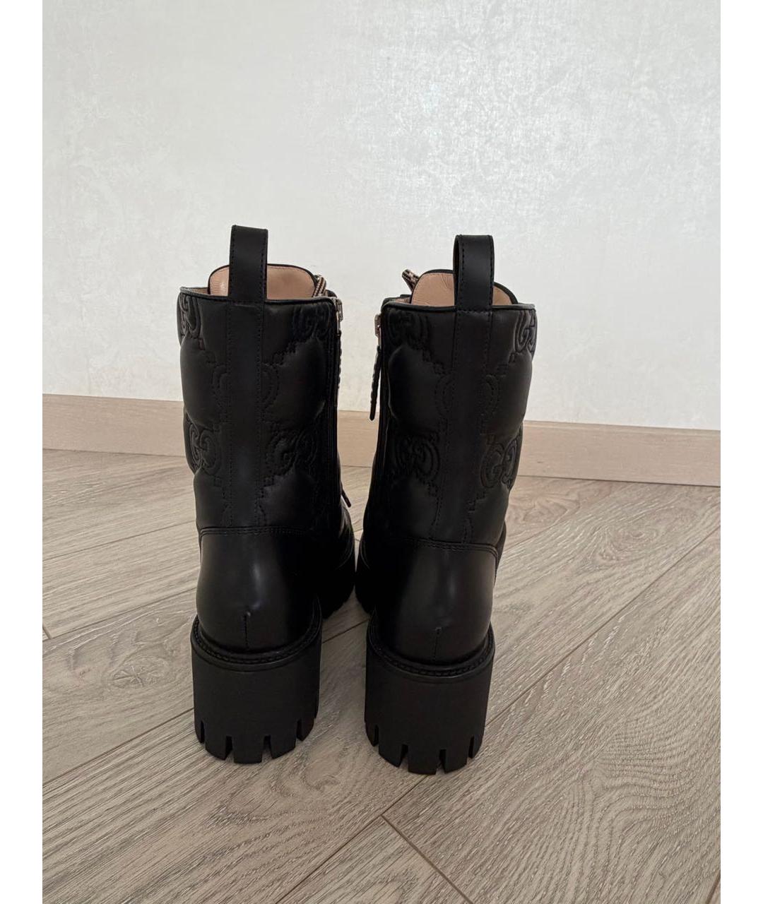 GUCCI Черные кожаные ботинки, фото 4