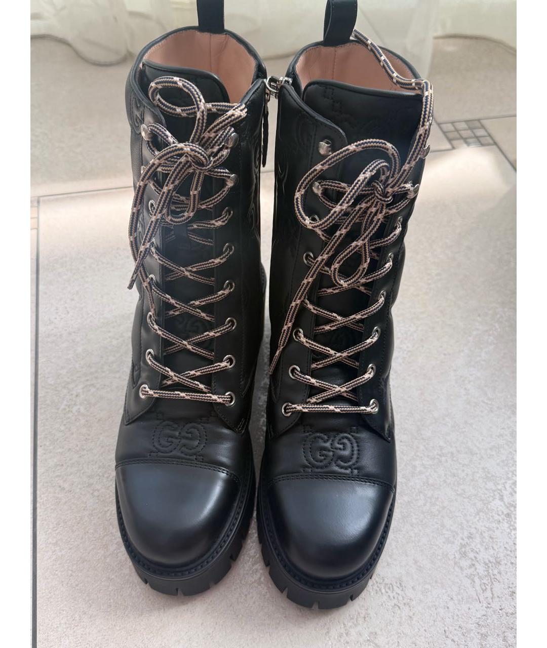 GUCCI Черные кожаные ботинки, фото 2