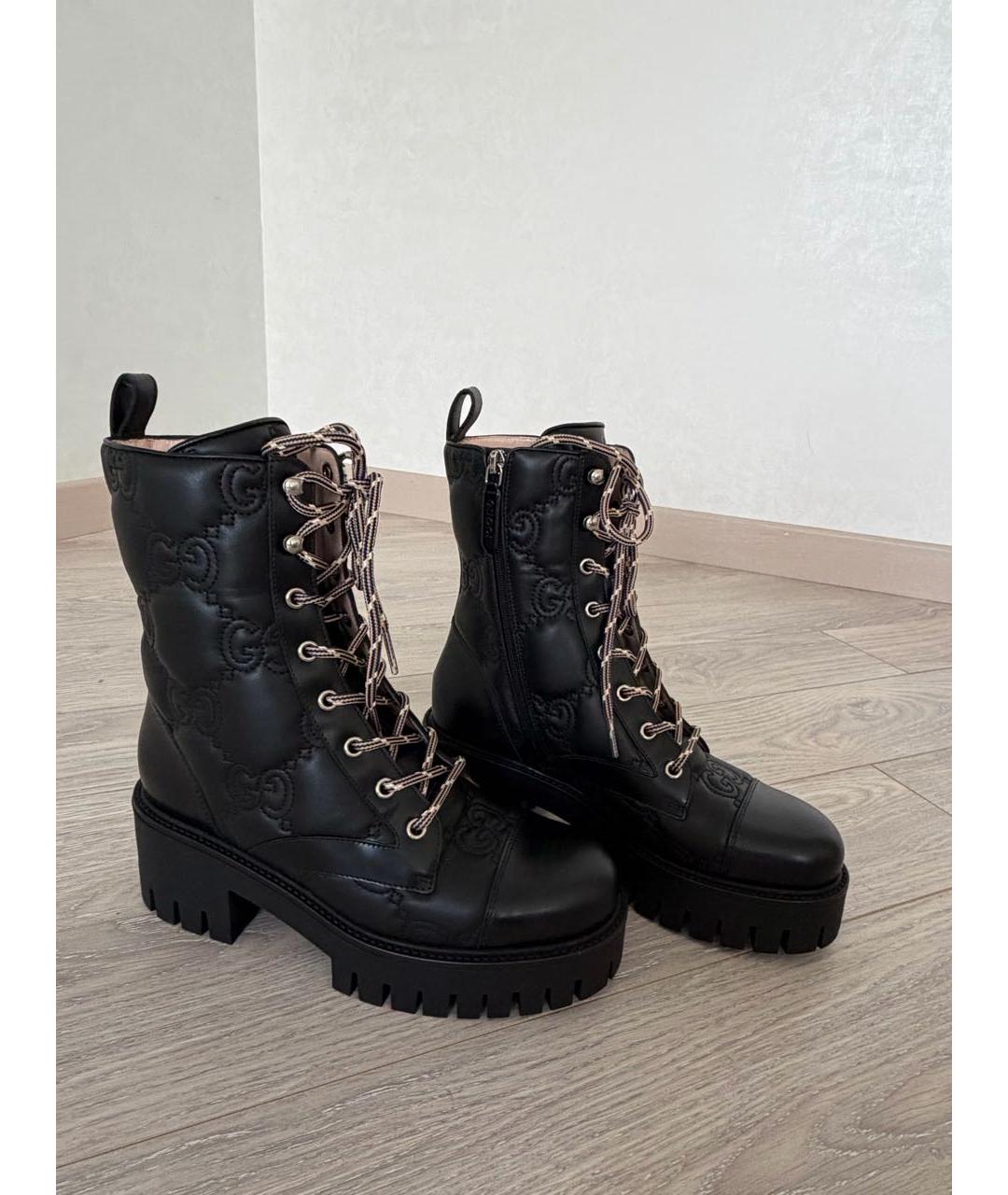 GUCCI Черные кожаные ботинки, фото 6