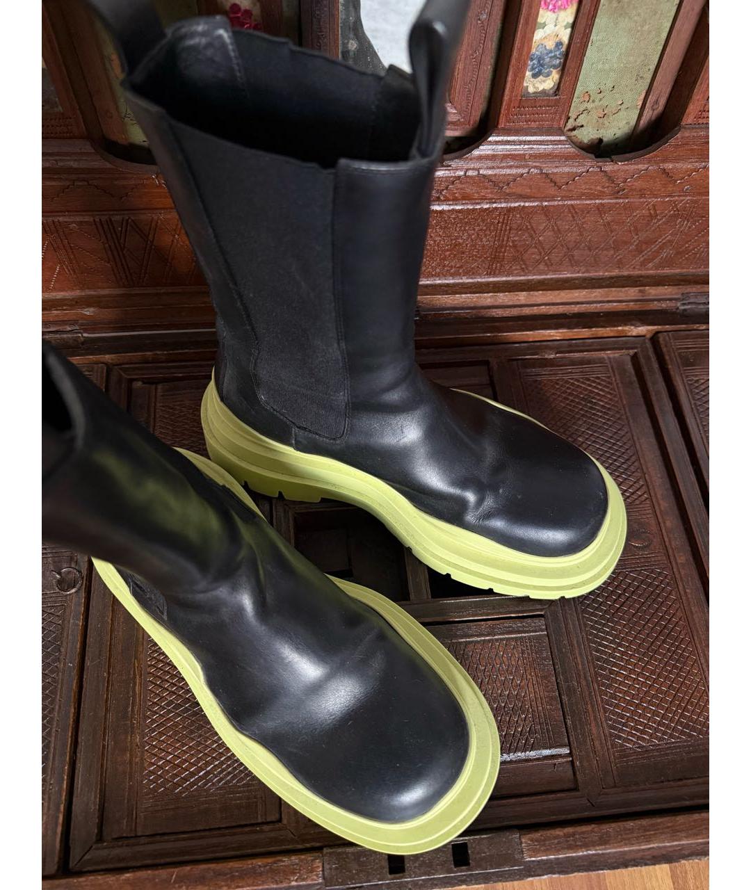 BOTTEGA VENETA Черные кожаные ботинки, фото 4