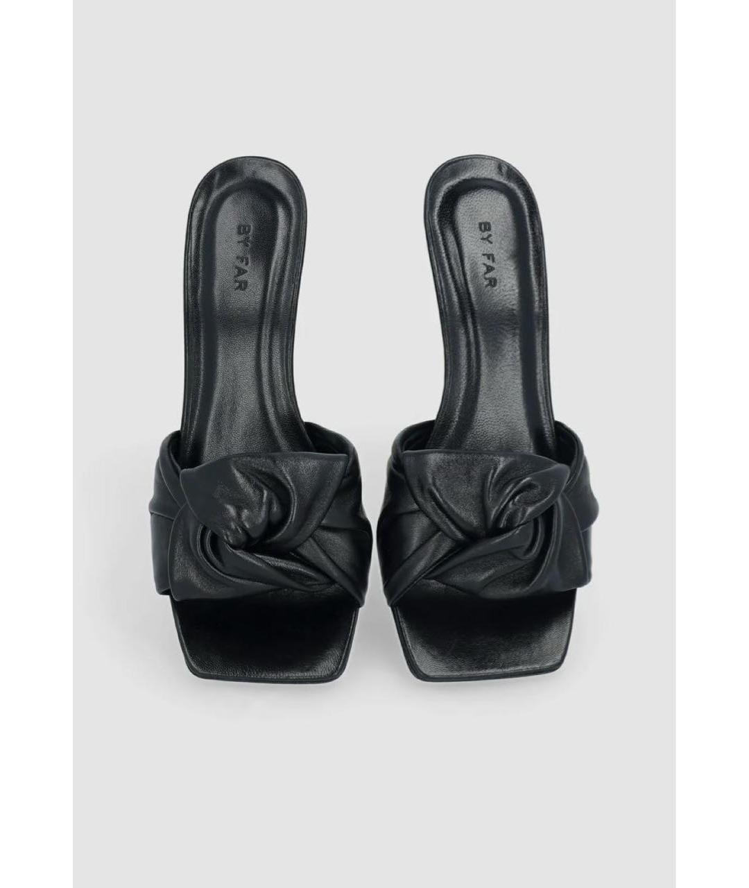 BY FAR Черные кожаные мюли, фото 2