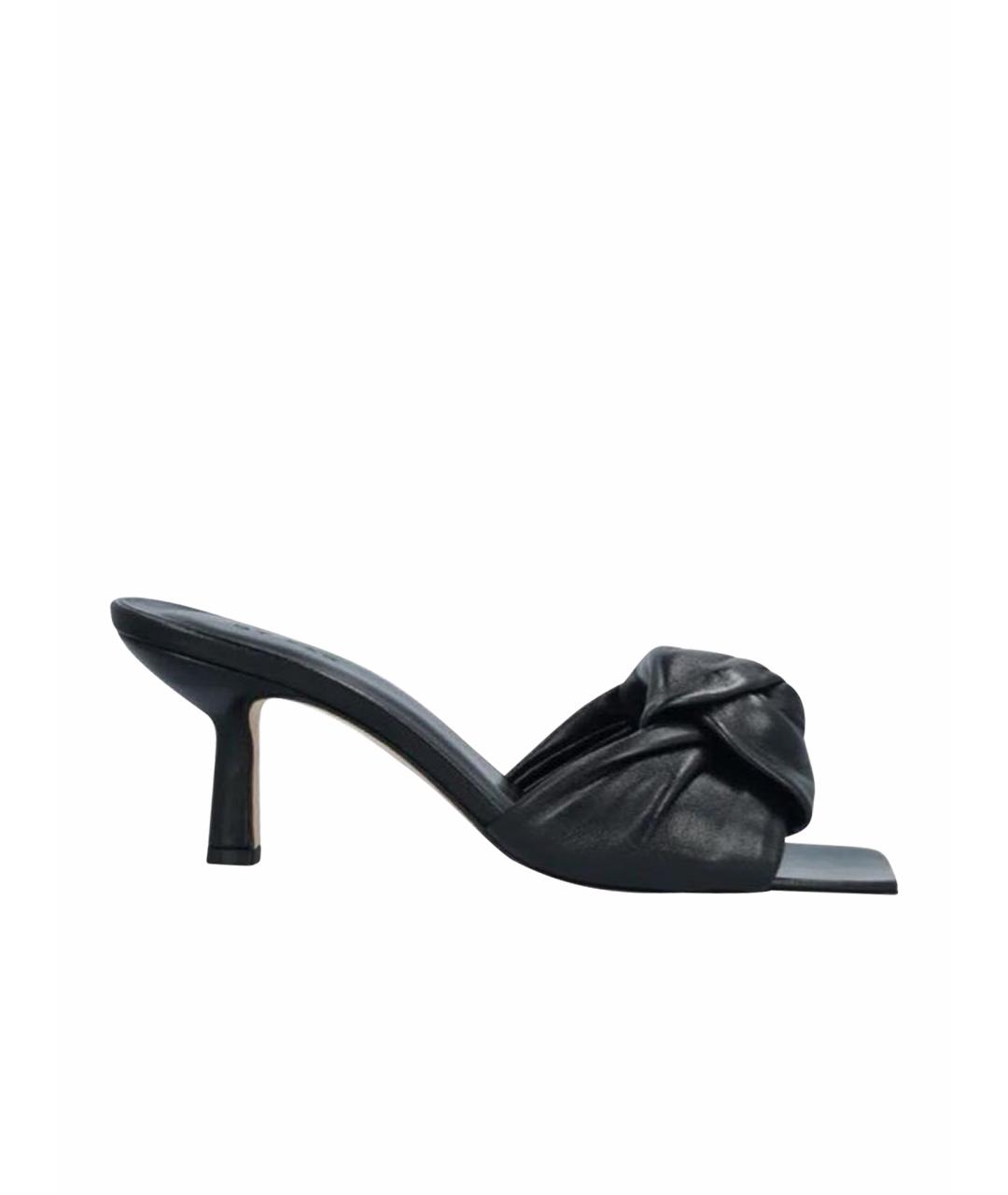 BY FAR Черные кожаные мюли, фото 1