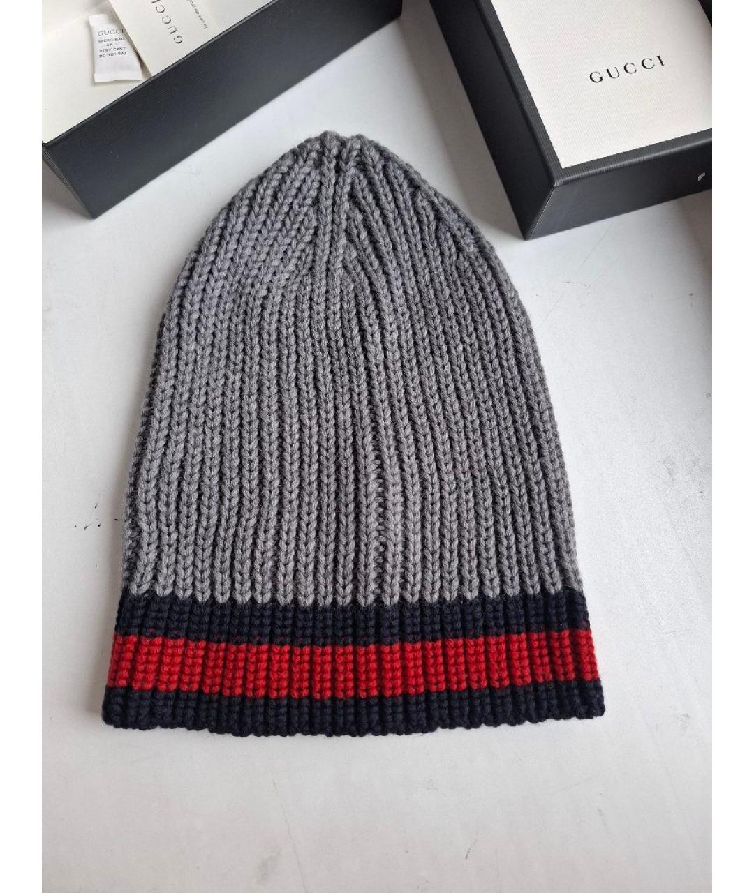 GUCCI Серая шерстяная шапка, фото 7