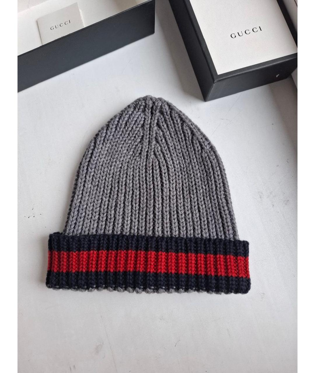 GUCCI Серая шерстяная шапка, фото 2