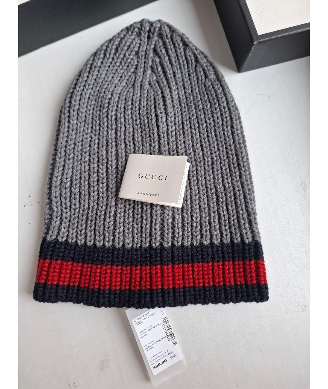 GUCCI Серая шерстяная шапка, фото 5