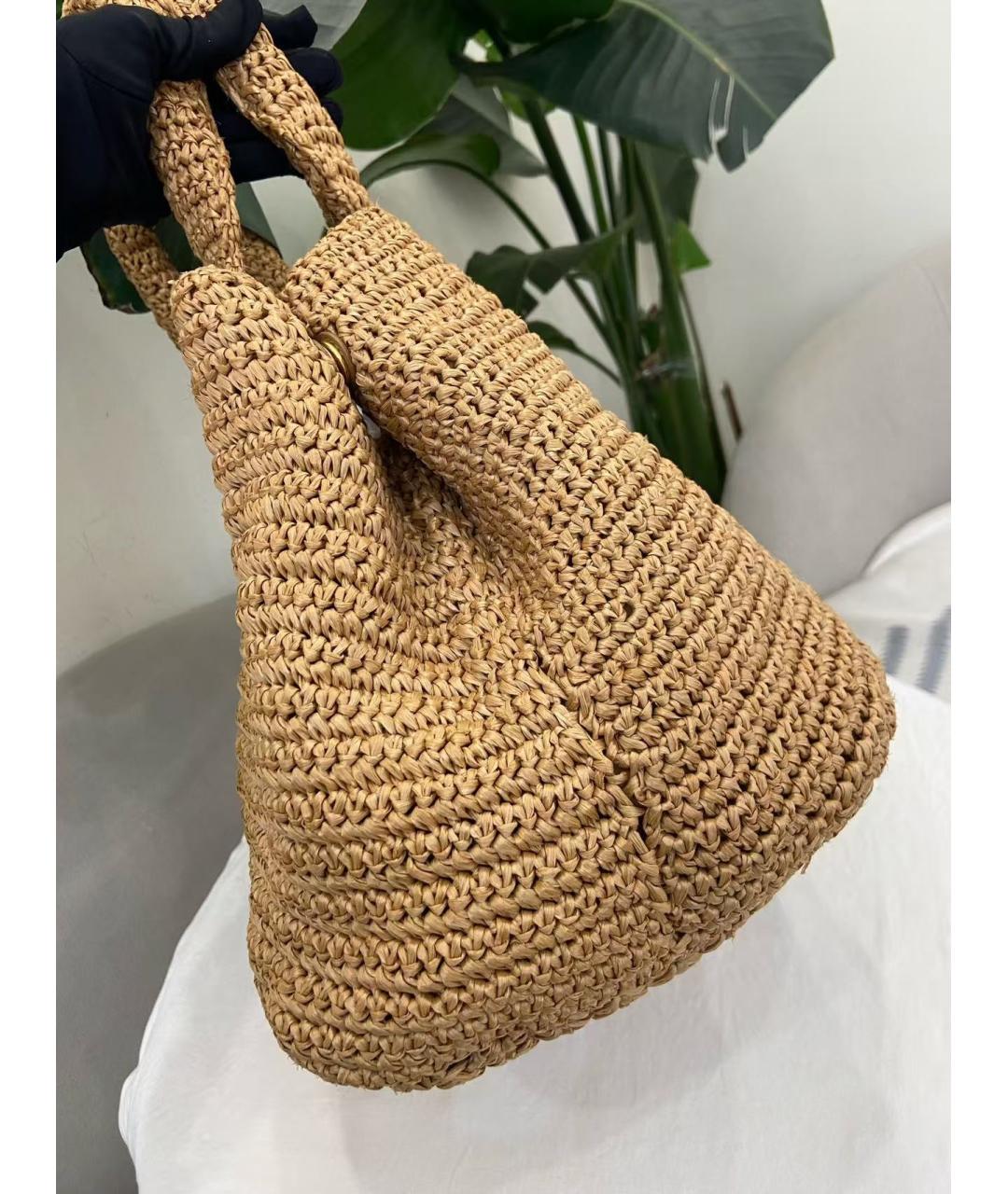 PRADA Бежевая пелетеная сумка тоут, фото 3