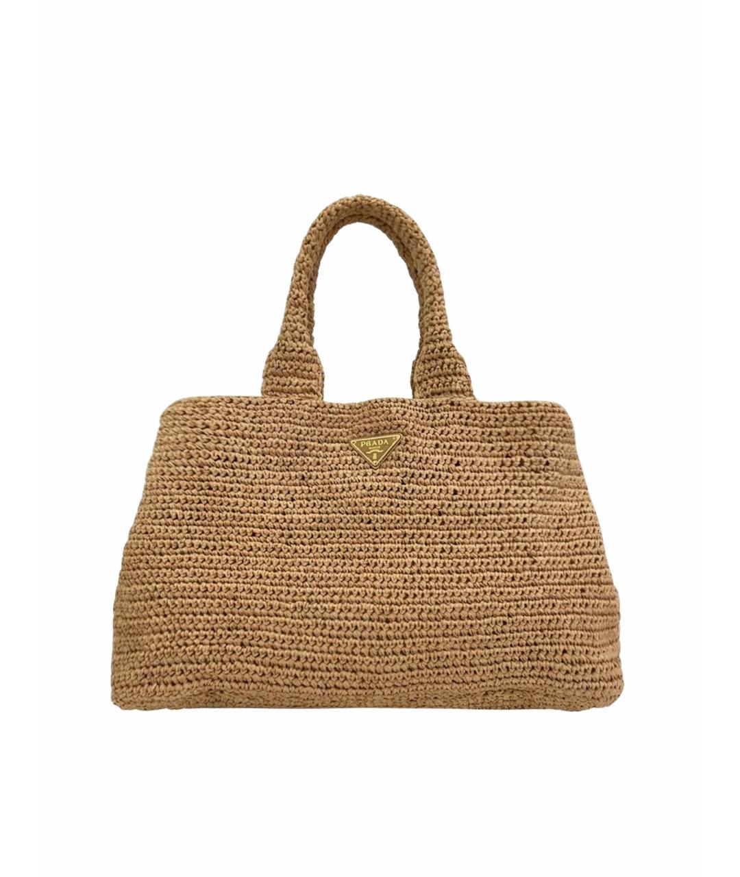 PRADA Бежевая пелетеная сумка тоут, фото 1