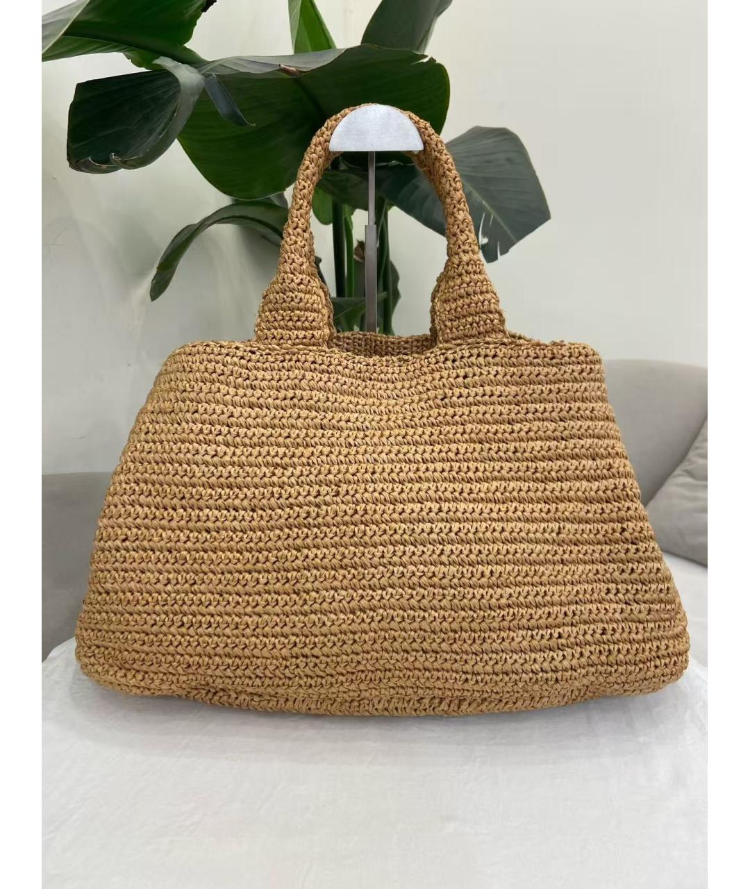 PRADA Бежевая пелетеная сумка тоут, фото 2