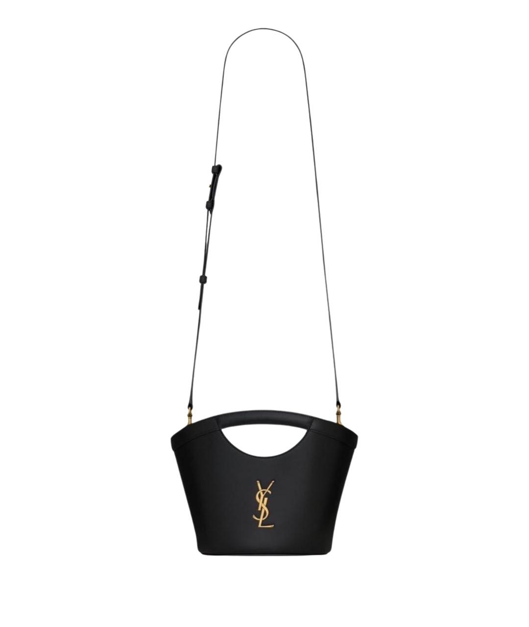 SAINT LAURENT Черная кожаная сумка с короткими ручками, фото 1