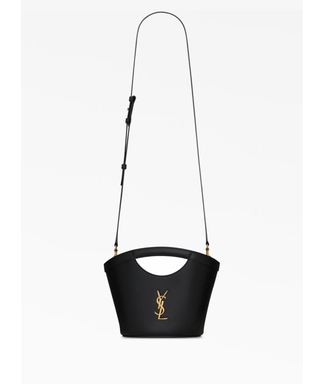 SAINT LAURENT Черная кожаная сумка с короткими ручками, фото 3