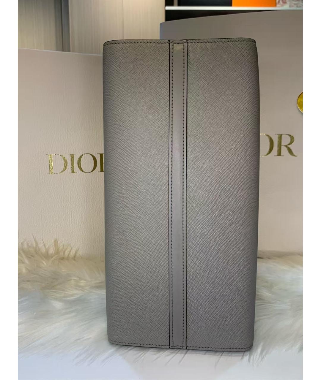 PRADA Серая кожаная сумка с короткими ручками, фото 4