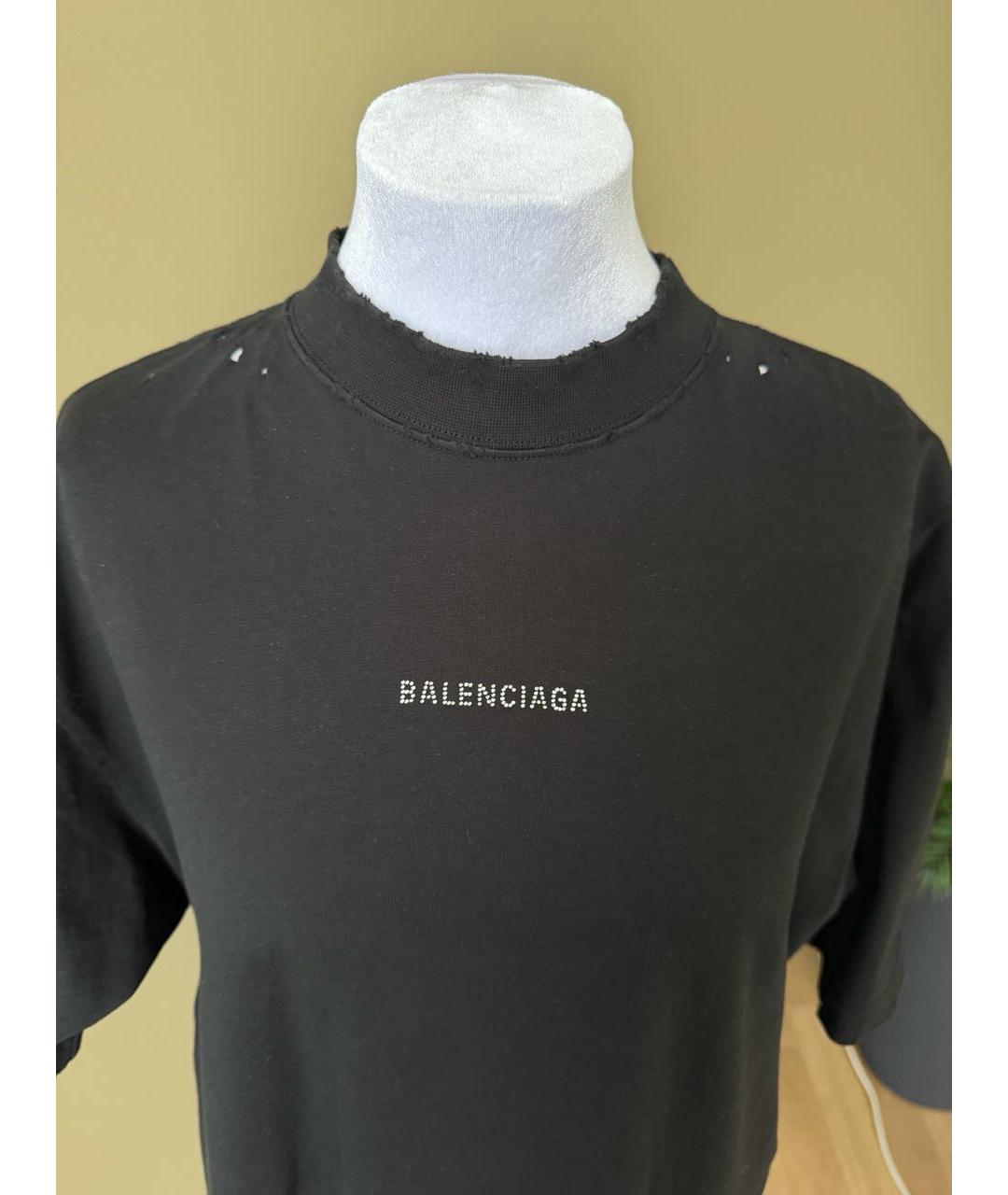 BALENCIAGA Черная хлопковая футболка, фото 8
