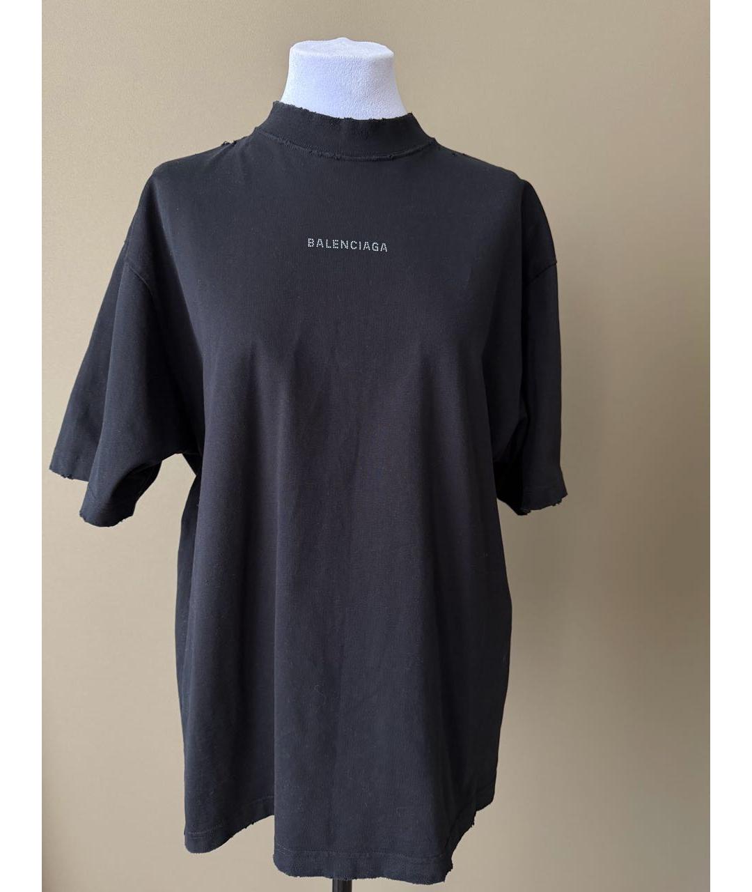 BALENCIAGA Черная хлопковая футболка, фото 9