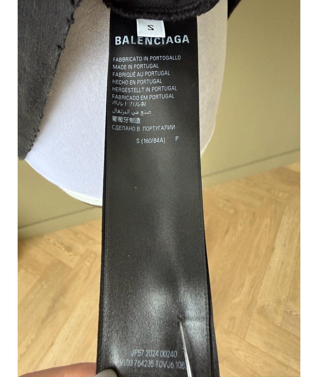 BALENCIAGA Черная хлопковая футболка, фото 7
