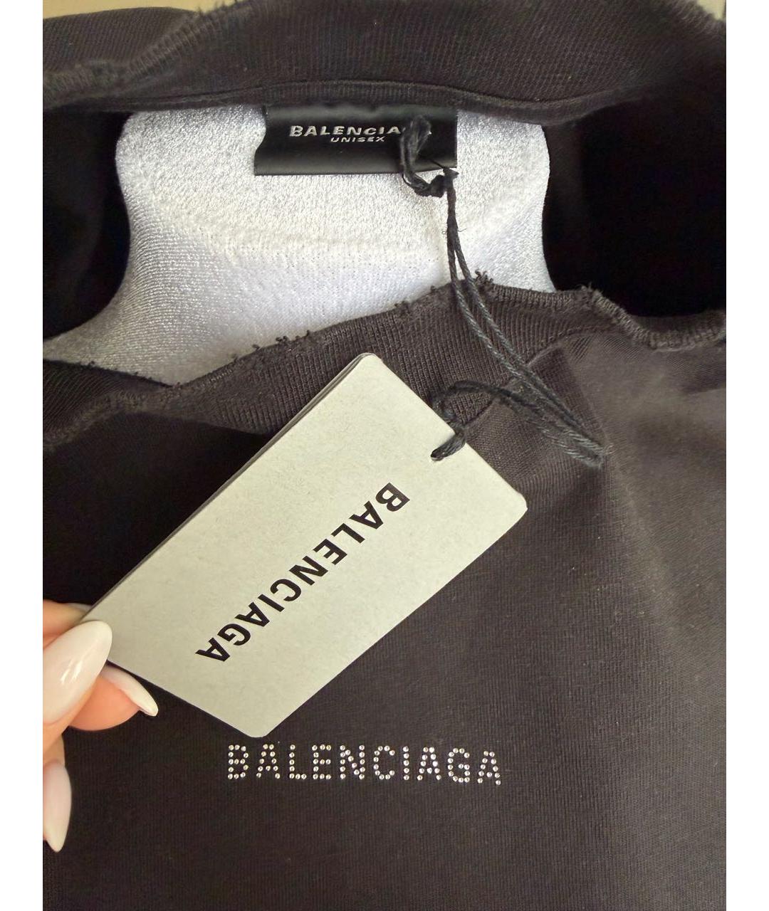BALENCIAGA Черная хлопковая футболка, фото 4