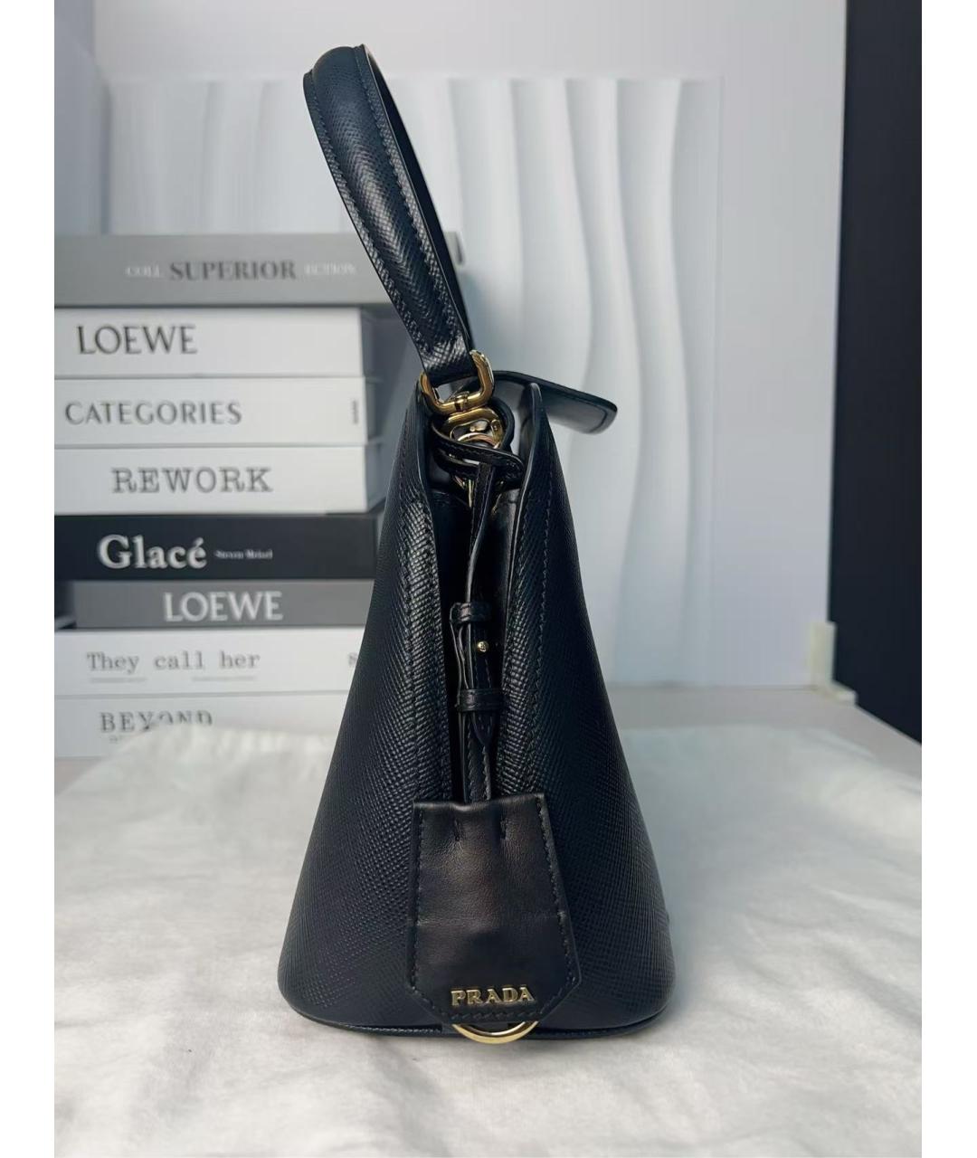 PRADA Черная кожаная сумка с короткими ручками, фото 5