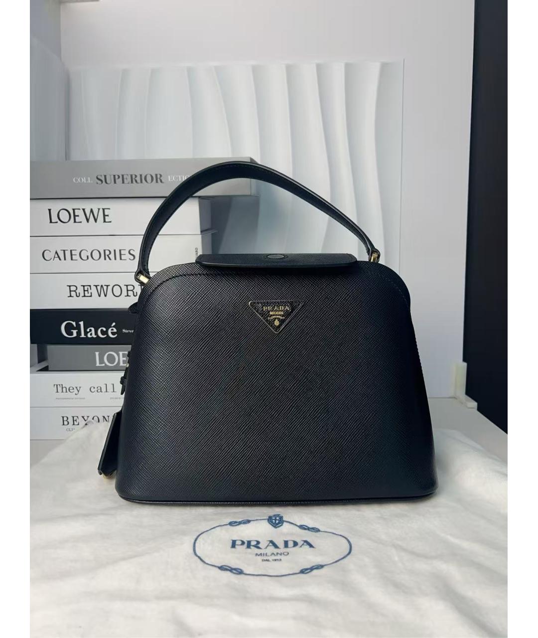 PRADA Черная кожаная сумка с короткими ручками, фото 7