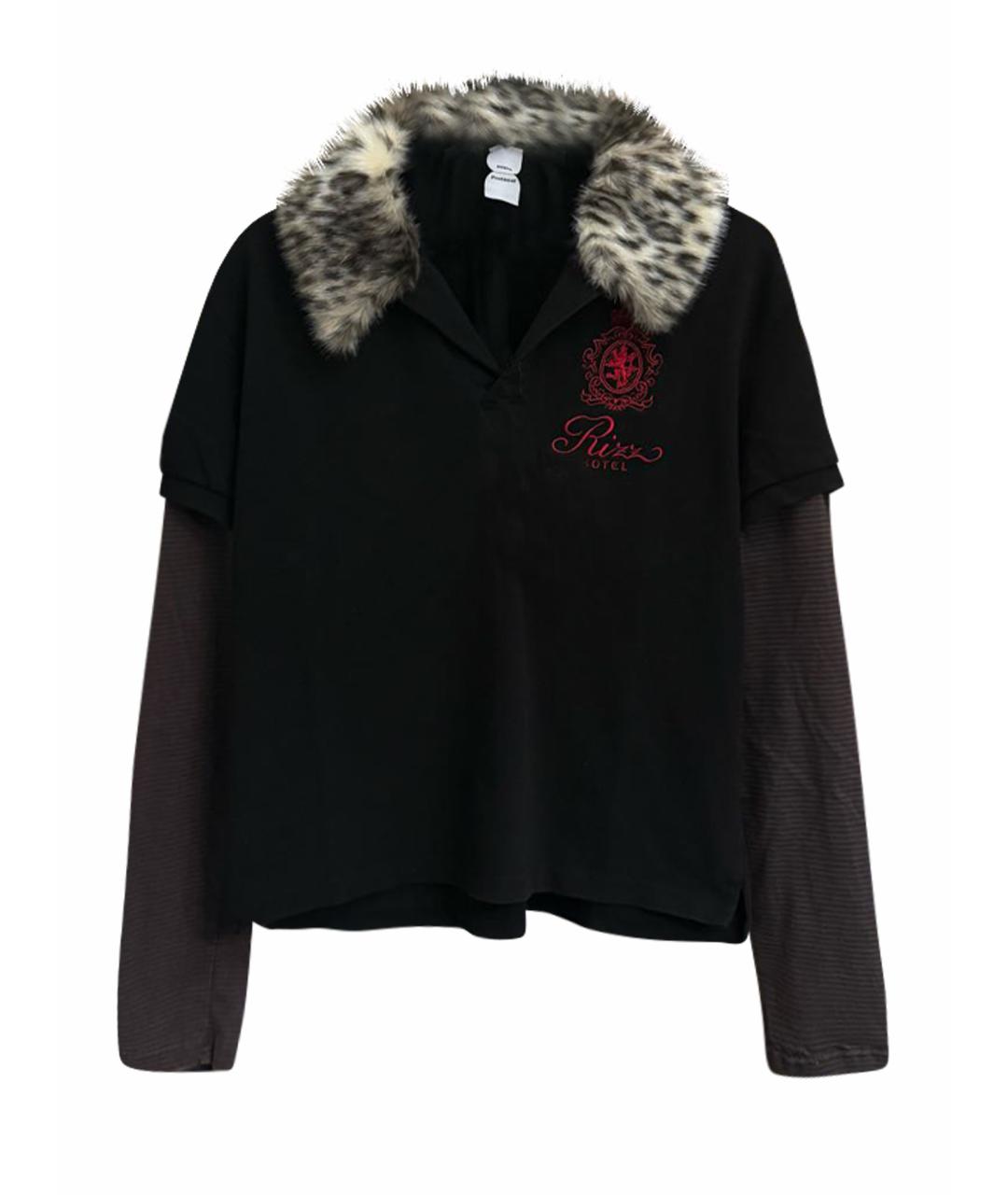 PROTOCOL INDEX Черное хлопковое поло с длинным рукавом, фото 1