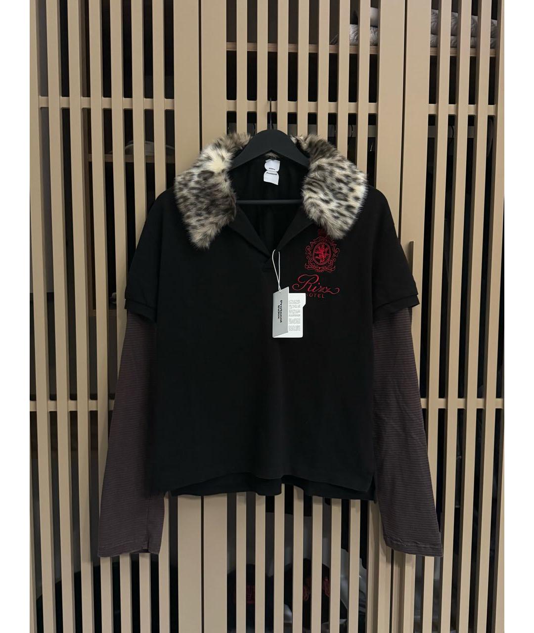 PROTOCOL INDEX Черное хлопковое поло с длинным рукавом, фото 9