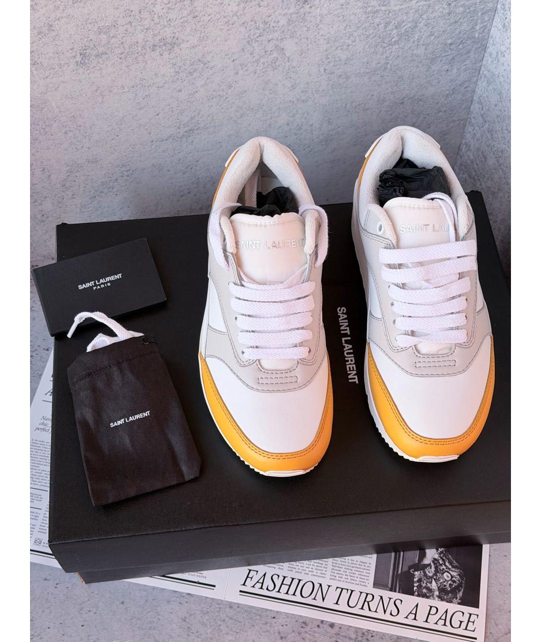 SAINT LAURENT Желтые кожаные кеды, фото 5