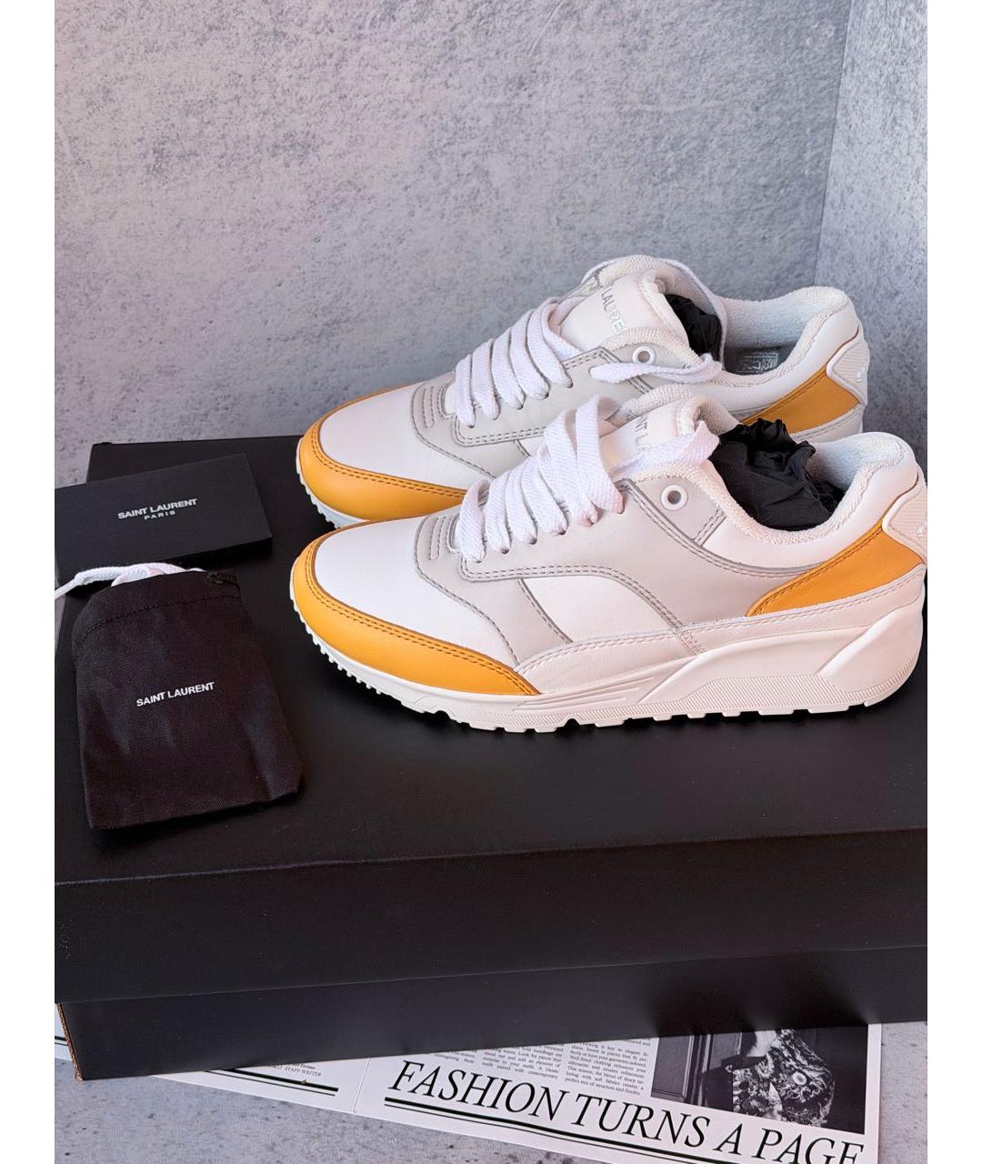 SAINT LAURENT Желтые кожаные кеды, фото 4