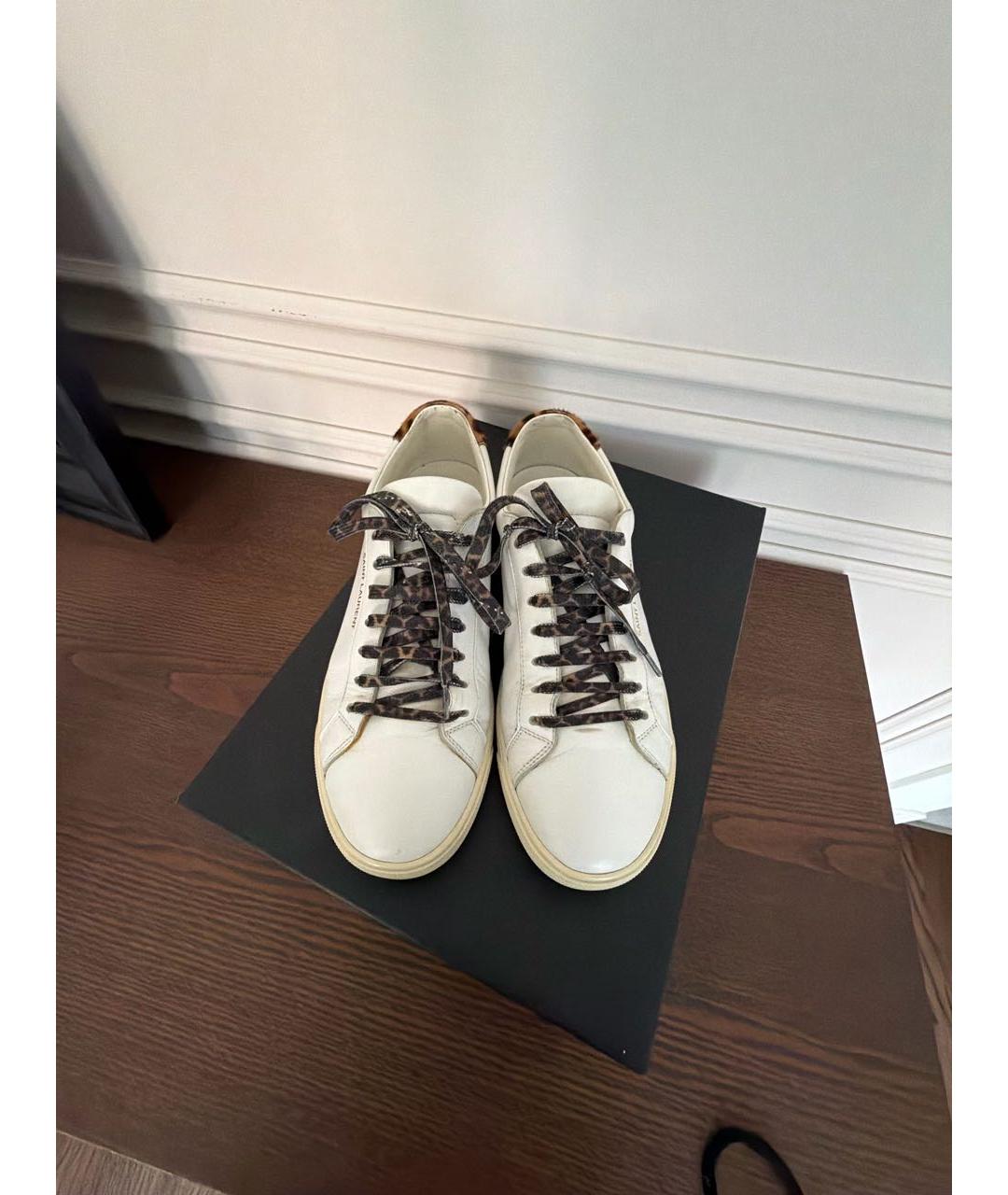 SAINT LAURENT Белые кожаные кеды, фото 2