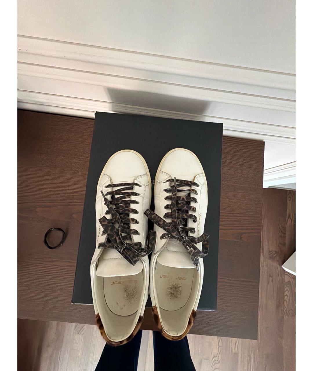 SAINT LAURENT Белые кожаные кеды, фото 3