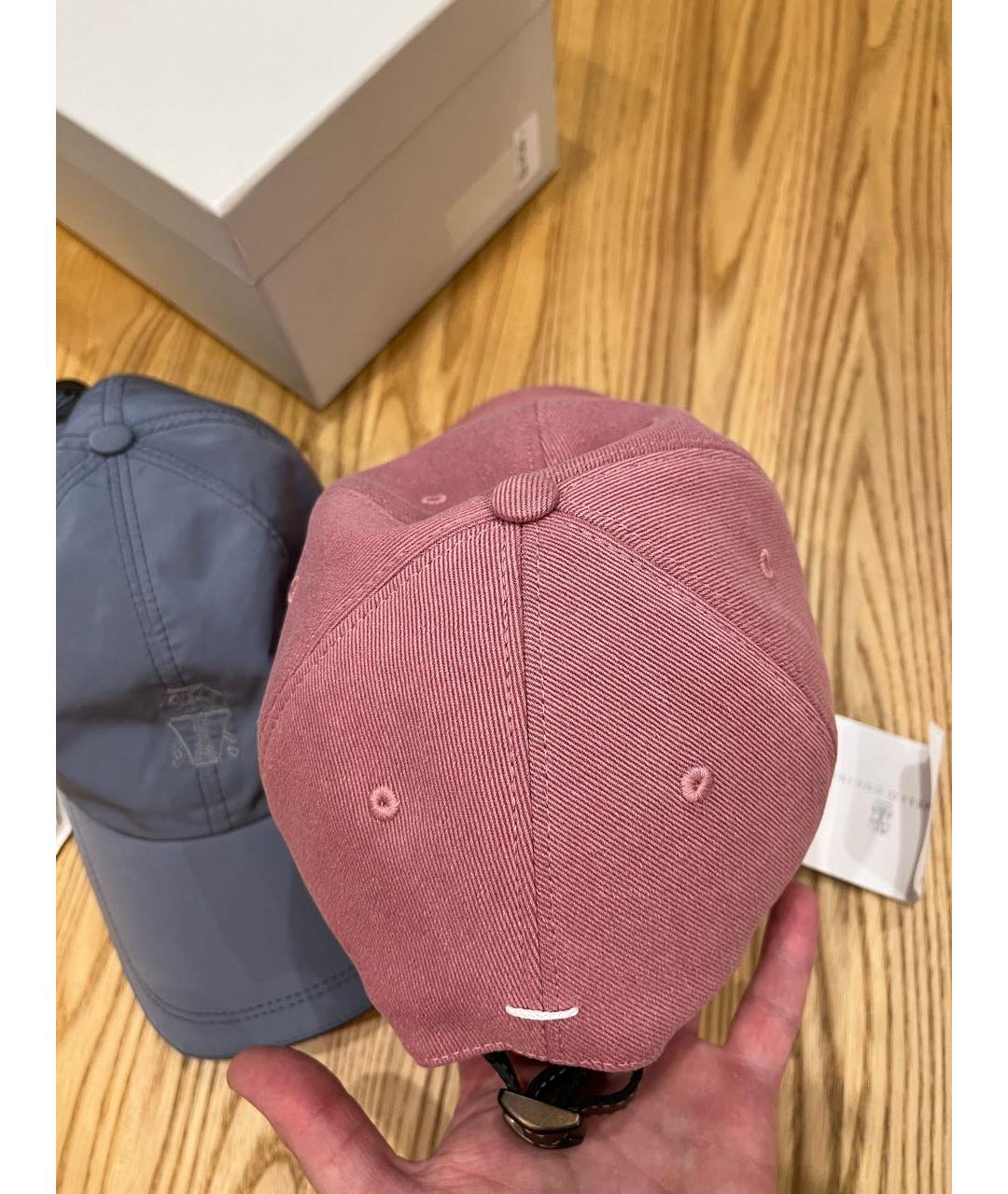 BRUNELLO CUCINELLI Коралловая хлопковая кепка/бейсболка, фото 2