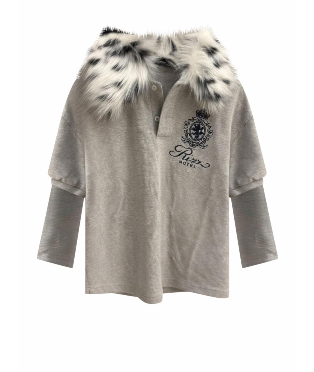 PROTOCOL INDEX Серое хлопковое поло с длинным рукавом, фото 1