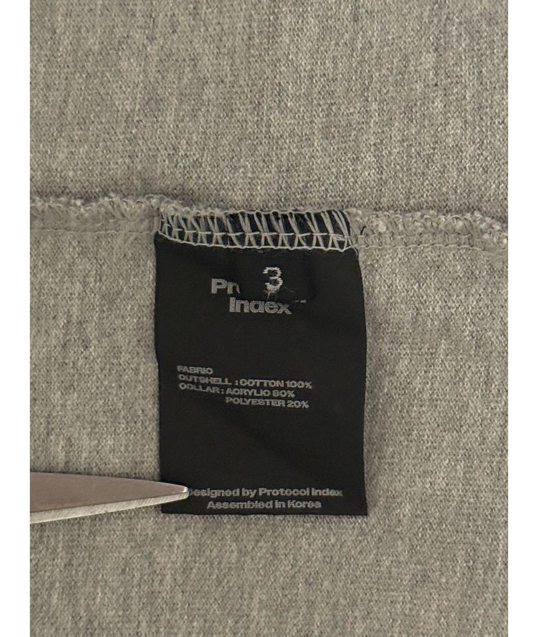 PROTOCOL INDEX Серое хлопковое поло с длинным рукавом, фото 5
