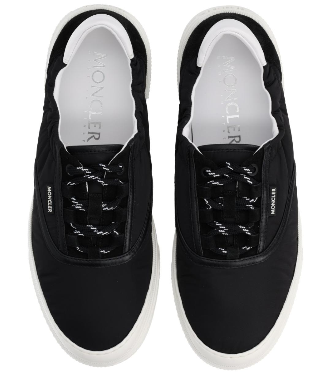 MONCLER Черные текстильные низкие кроссовки / кеды, фото 5