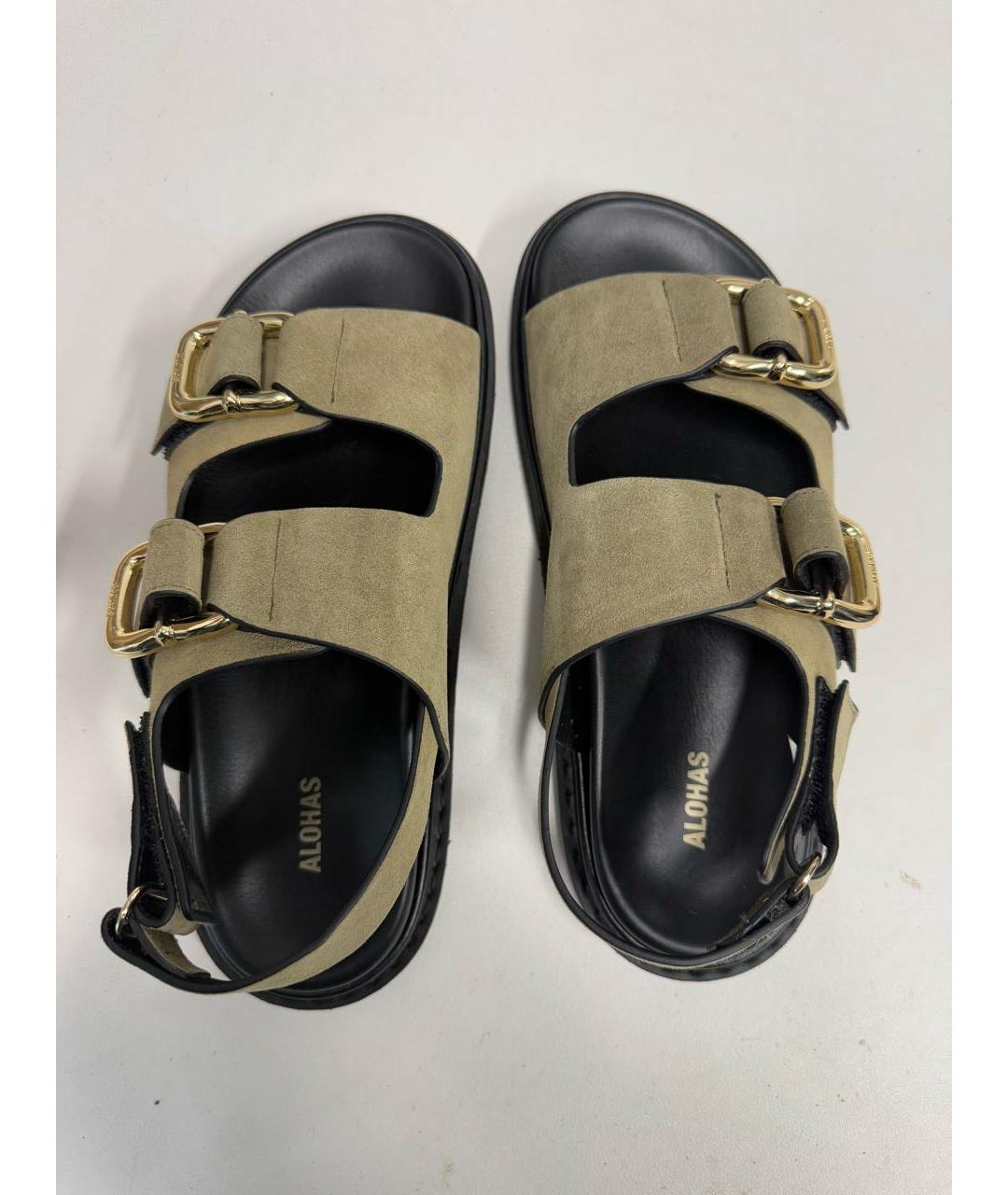 ALOHAS Хаки замшевые сандалии, фото 4