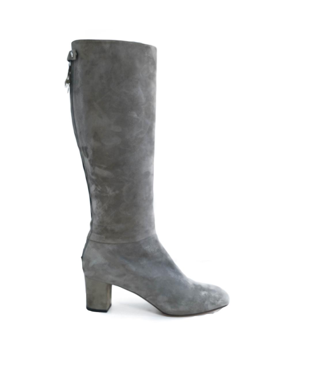 LORO PIANA Серые замшевые сапоги, фото 1