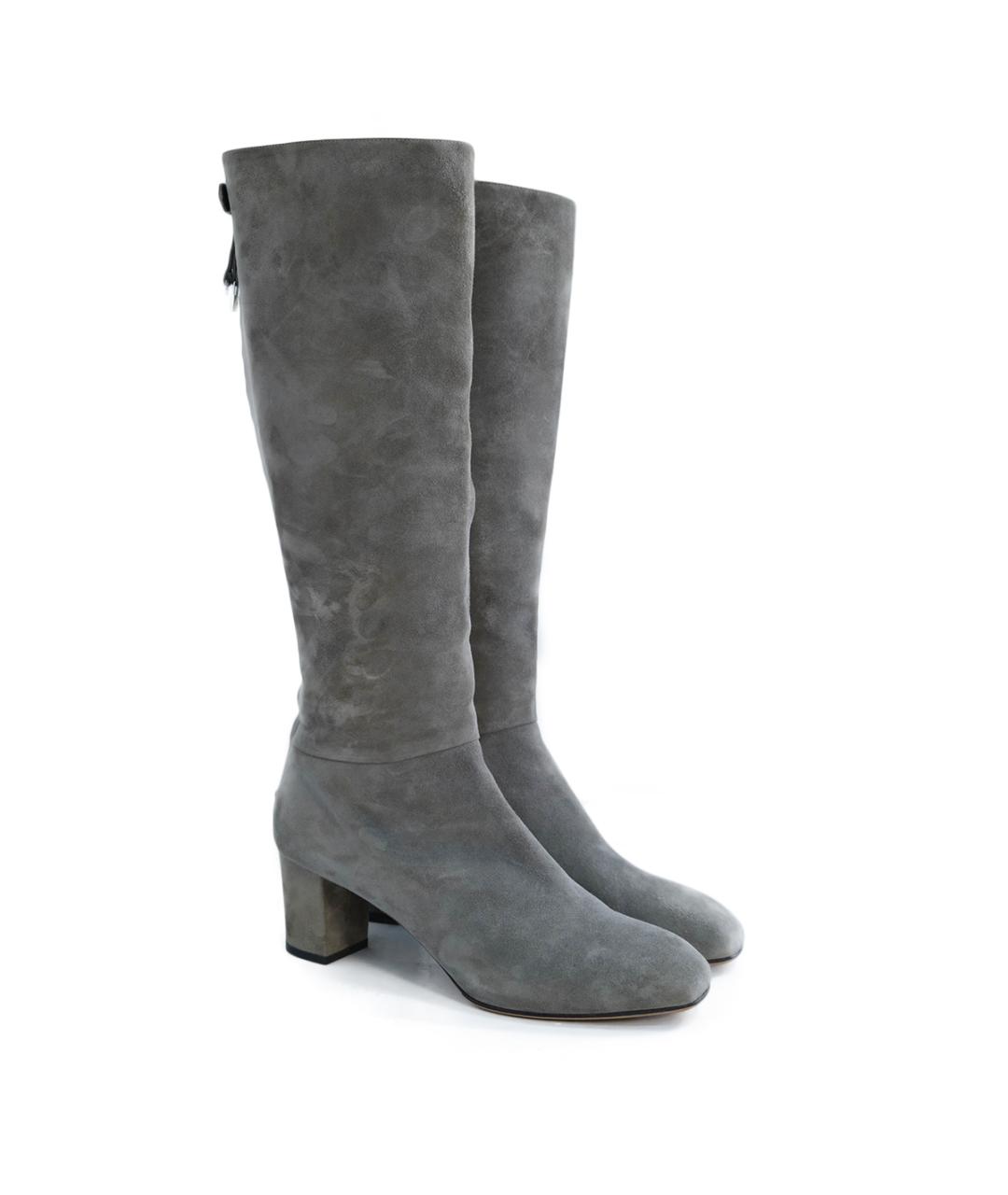 LORO PIANA Серые замшевые сапоги, фото 2