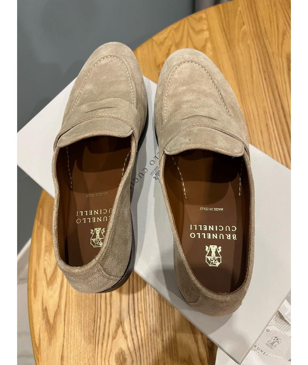 BRUNELLO CUCINELLI Бежевые замшевые лоферы, фото 4