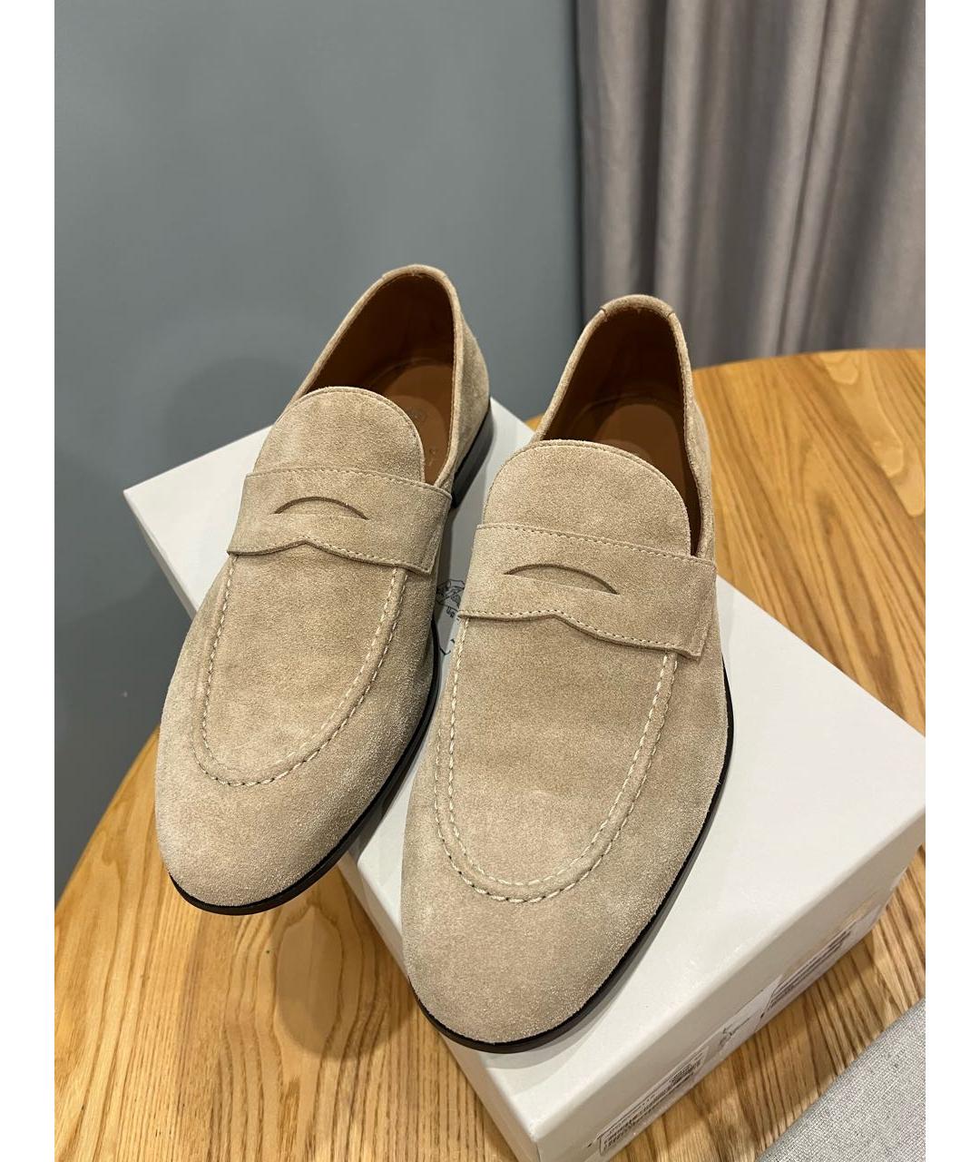 BRUNELLO CUCINELLI Бежевые замшевые лоферы, фото 3