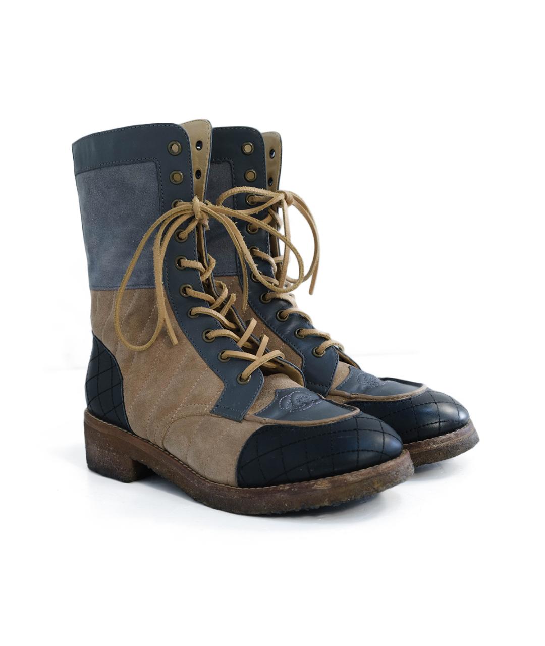 CHANEL Бежевые кожаные ботинки, фото 2