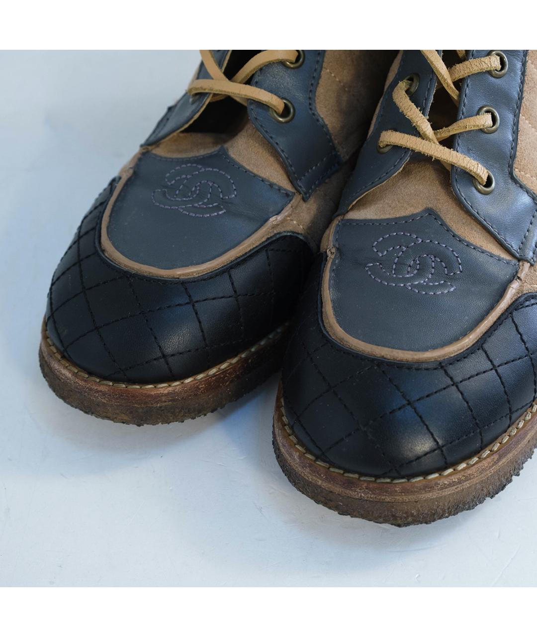 CHANEL Бежевые кожаные ботинки, фото 3