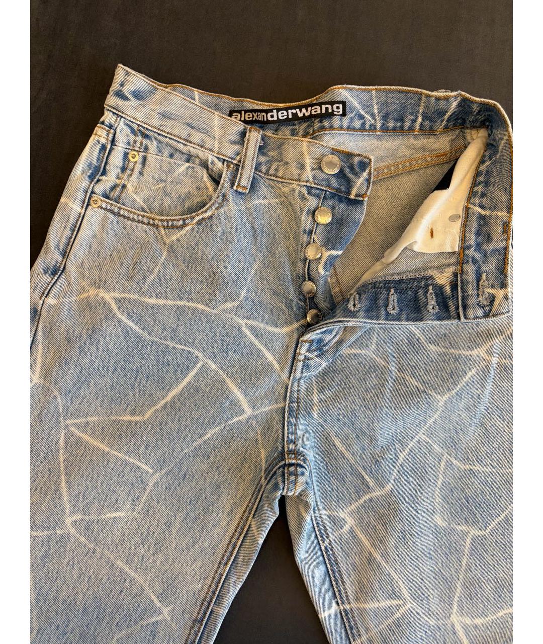 ALEXANDER WANG Голубые хлопковые прямые джинсы, фото 3