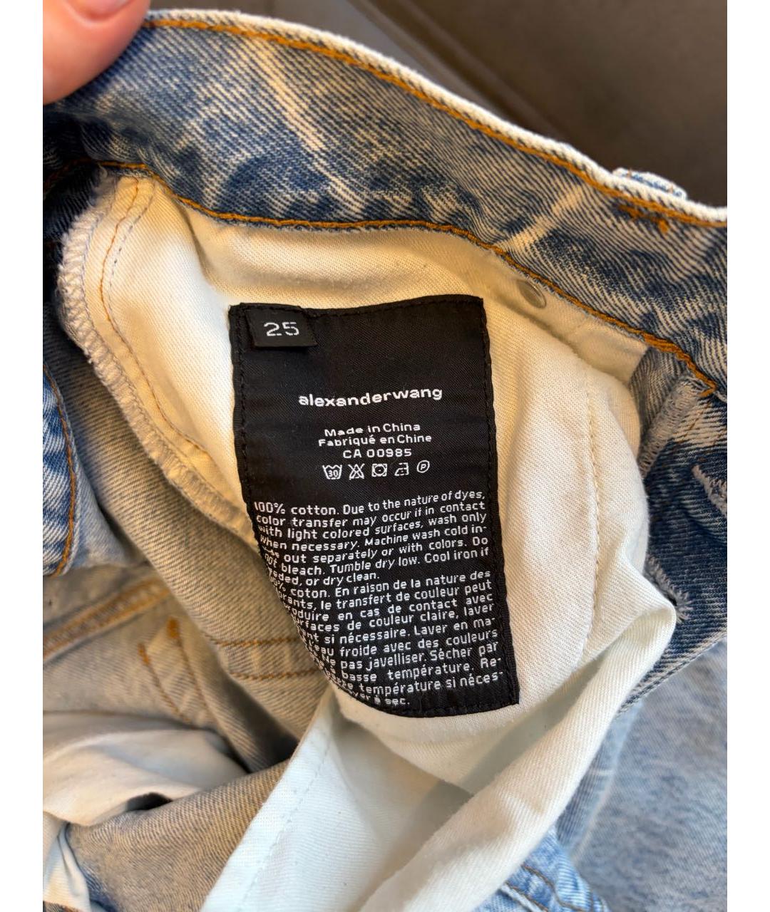 ALEXANDER WANG Голубые хлопковые прямые джинсы, фото 6