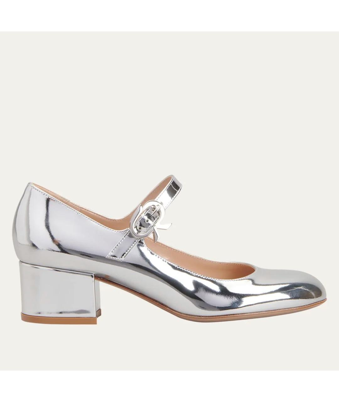 GIANVITO ROSSI Серебряные кожаные туфли, фото 2