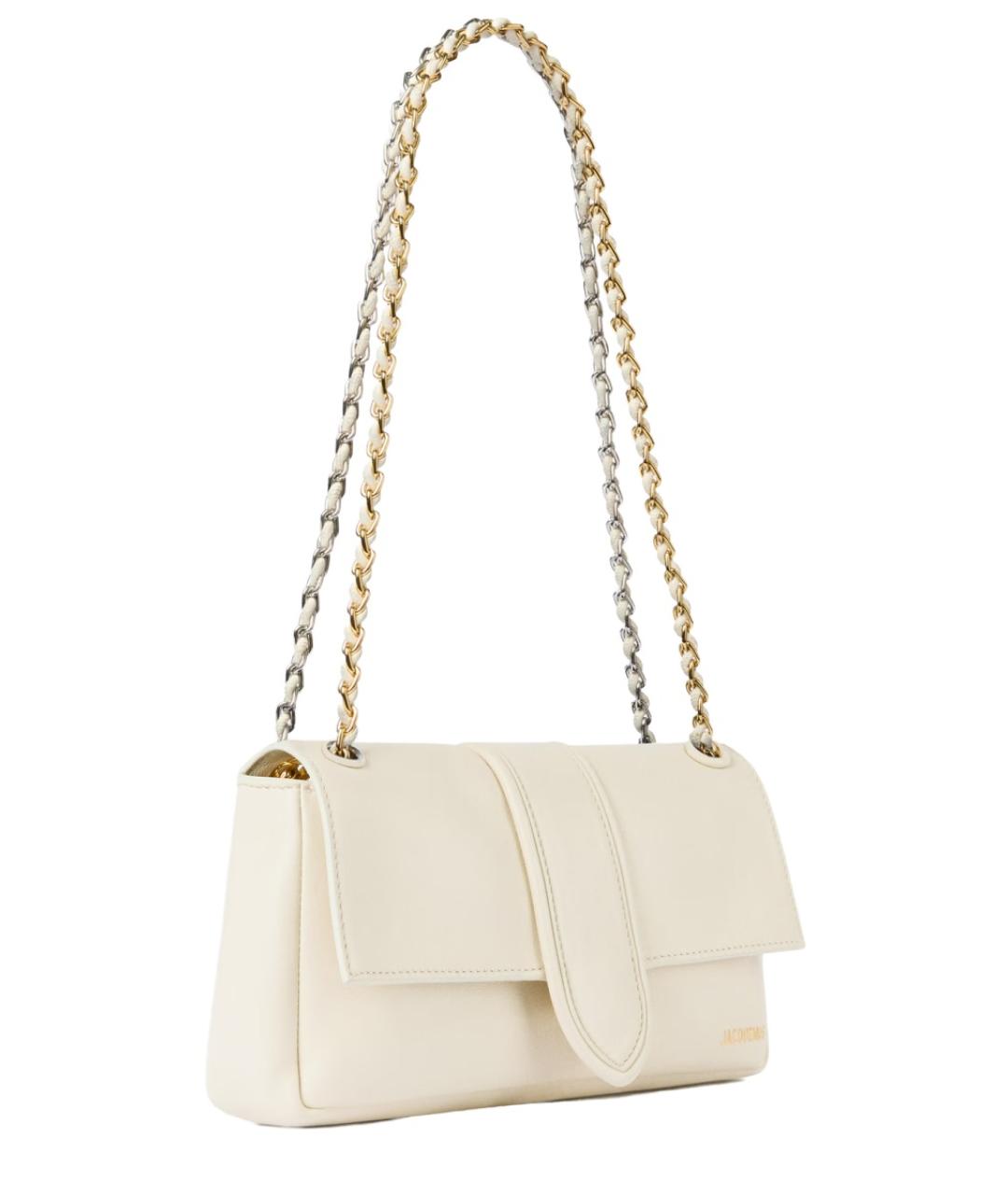 JACQUEMUS Бежевая кожаная сумка через плечо, фото 3